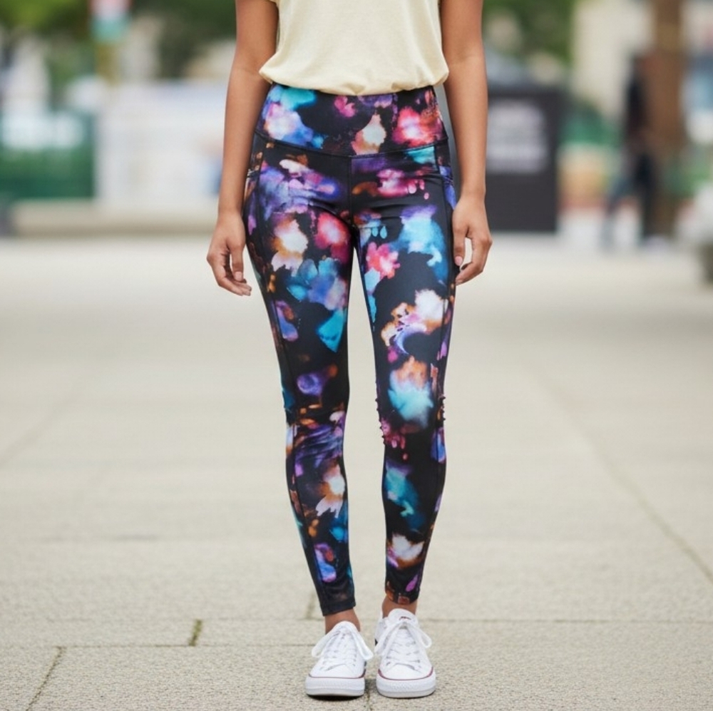 Member's Mark Girls' Multicolor Floral Tie-Dye Active Leggings